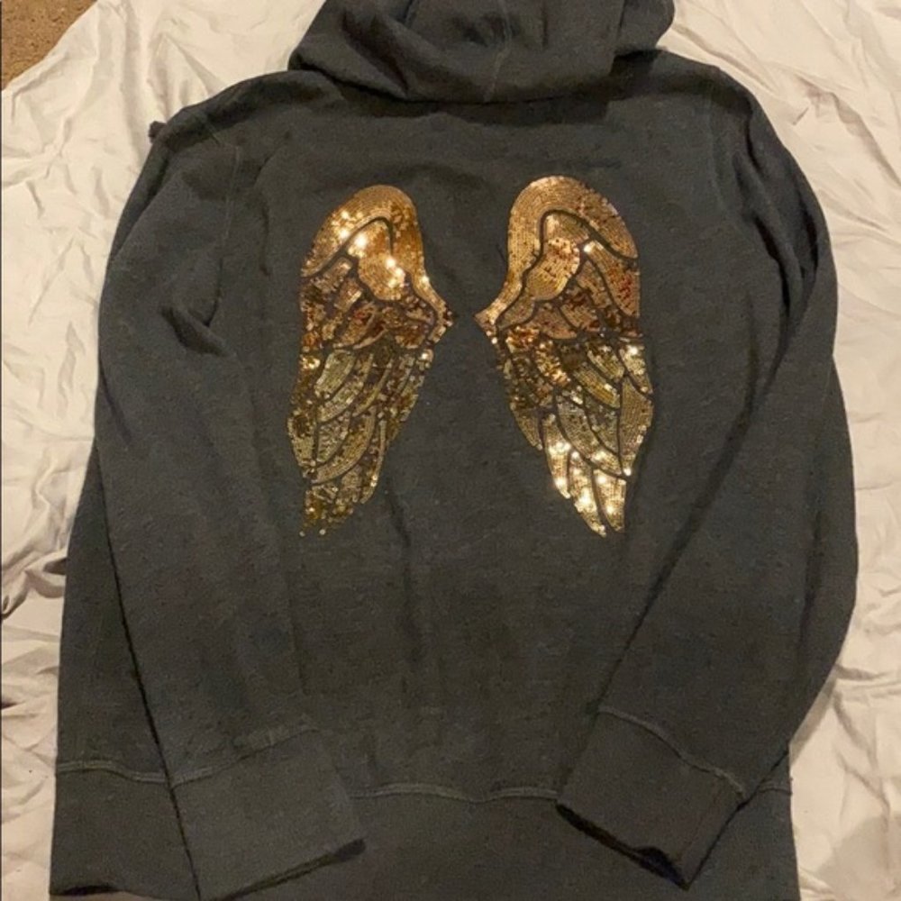 Victoria’s Secret Bling Angel Wing Zipper Hoodie Sweater | Size S